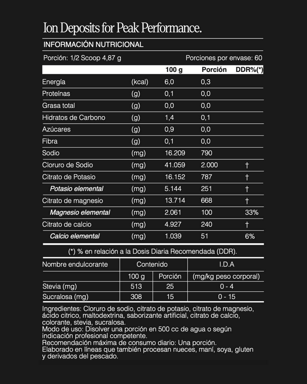 Electrolitos 60 Porciones